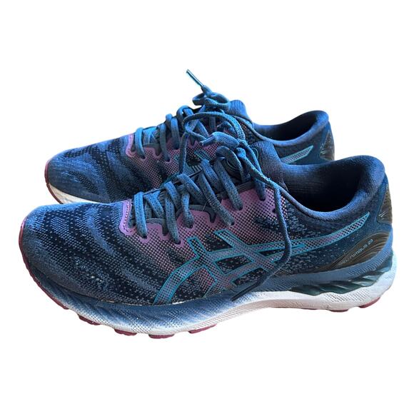 Asics Gel Nimbus 23 Womens Size 9.5 Blue Pink Comfort Running Shoes Sneakers - Picture 2 of 8